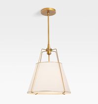 Conical 16" Aged Brass Pendant with White Shade | Rejuvenation