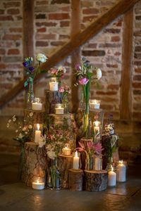 Bougie à fleurs en bois