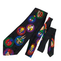 Vtg Looney Tunes Mania Tweety Bugs Men's 1993 Tie Black 100% Silk Necktie 150 cm | eBay