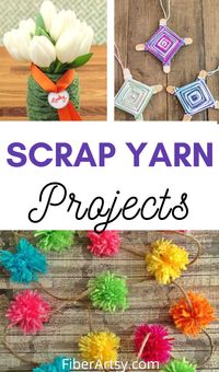 19 fun craft ideas using leftover or scrap yarn. Some of these are appropriate craft ideas for kids, too. #craftprojects #craftideas #yarncrafts