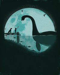 Jay Fleck - Illustrating the Childhood Imagination. Loch Ness, moon, child, flower and dog