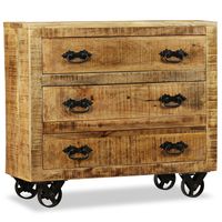 Credenza con 3 Cassetti in Legno Grezzo di Mango vidaXL - Marrone