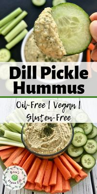 This oil-free dill hummus recipe is great for a healthy snack. It is vegan and makes the perfect veggie dip! #breesveganlife #vegan #hummus #hummusrecipe