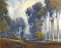 Eucalyptus on a pond by Percy Gray - watercolor on paper
