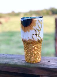 Excited to share this item from my #etsy shop: Sunflower Glitter Tumbler