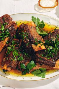 NYT Cooking: This bright, sweet and salty recipe for braised short ribs will work with bone-in or boneless meat, as long as the short ribs are thick (at least 1 1/2 inch), and not the thinly sliced Korean style. Seasoning your meat with salt and pepper at least 24 hours in advance will greatly improve the flavor of the finished product. And, if you can spare an extra 24, making them a day ahead of serving w...