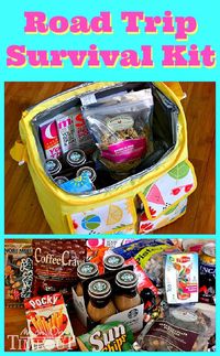 Road Trip Survival Kit | we always bring snacks, this time I am for sure getting some of those mini star bucks frapps!: