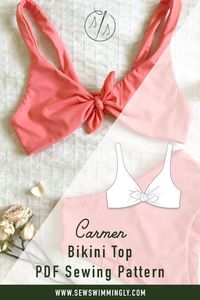 Bikini Top PDF Sewing Pattern: If you're looking quick and easy swimwear sewing project, this PDF bikini top sewing pattern is for you! Sewing seamless reversible swimwear is easier than you think, learn how with this sewing pattern and included step by step sewing tutorial. Click through to learn more about this DIY swimwear sewing pattern! #sewingpattern #sewing #diybikini #diyswimwear #sewswimwear