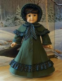 Victorian Christmas Caroler Outfit, Coat, Bonnet and Pelerine - Made to fit 18" American Girl Doll