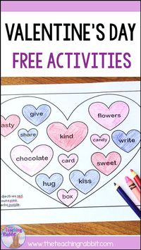 Use these language and math activities for some Valentine's Day fun! This packet comes with Heart Writing Papers, Nouns, Adjectives, & Verbs Coloring Sheet, a Word Search, Fill in the Blanks, Addition Match Up Game, Heart Clocks and more! Use them for centers, small group study, independent work, for early finishers, or just for fun!