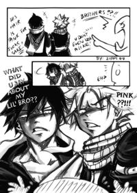 ¿¿Hermanos?? ¡Ustedes ni siquiera de parecen! ¡Su cabello es rosa joder! ¿eh? -¡¡¿¿Rosa??!!-¿¿Que dijiste de mi hermanito?? Zeref y Natsu :3