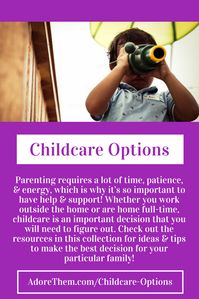 Parenting requires a lot of time, patience, & energy, which is why it’s so important to have help & support! Whether you work outside the home or are home full-time, childcare is an important decision that you will need to figure out. Check out the resources in this collection for ideas & tips to make the best decision for your particular family! -- #parenting #parents #family #motherhood #mom #childcare #childcareoptions #babysitter #nanny #daycare