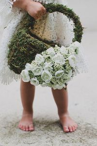 Flower Girl Ideas DIY flower girl basket for your flower girl with artificial flowers from Afloral.com. Designed by Green Wedding Shoes