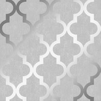 Camden Trellis wallpaper in soft grey & silver | I Love Wallpaper
