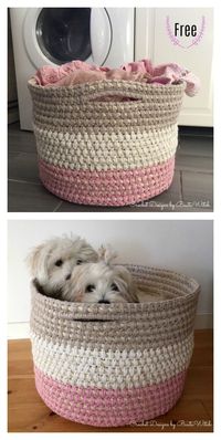 Laundry Basket With Handles Free Crochet Pattern #freecrochetpatterns #basket