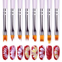 Kaufen Gradienten Acryl Malerei Pinsel UV Gel Blume Zeichnung Stift Lila Griff Maniküre Nail art Werkzeug 8 Muster optional