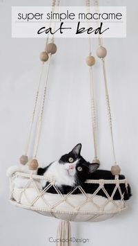 cute DIY cat bed using macrame cord