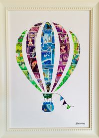 Hot Air Balloon - Postage Stamps Collage 🦋 Instagram @bentecathrine.art