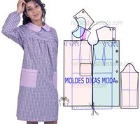 Com alguma frequência têm pedido a transformação do molde de bata educadora, aproveito as férias escolares para fazer este trabalho, espero que gostem.