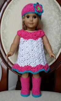 Dollie Me Girl 4-14 and 18" Doll Matching Crochet Top Skirt Outfit American Girl Dollie Me Girl 4-14 and 18" Doll Matching Crochet Top Skirt Outfit American Girl