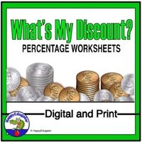 Figuring Percents - What's My Discount Worksheets and Easel Activity