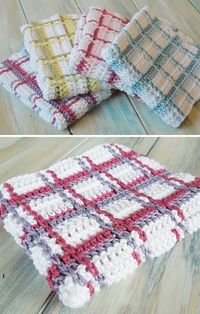 Tartan Plaid Wash Cloths - Free Crochet Pattern