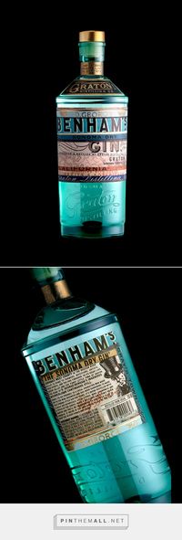 Graphic design, Illustration and packaging for Benham's Gin on Behance by Stranger & Stranger New York, NY curated by Packaging diva PD. Stellar sea glass blue.