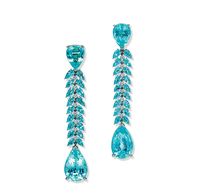 Lot 2086 | A Pair of Paraiba Tourmaline and Diamond Ear Pendants | Magnificent Jewels | Poly Auction Hong Kong