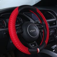 $23.81 Classic Men Ice Silk Leather Sports Anti-slip Breathe Holes Steering Wheel Covers - Red