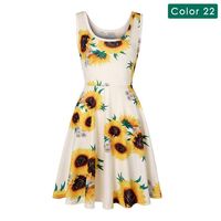 Gender: Women Material: COTTON Material: Polyester Style: Streetwear Silhouette: A-Line Pattern Type: Print Sleeve Length(cm): Sleeveless Decoration: None Dresses Length: Mid-Calf Sleeve Style: REGULAR Waistline: empire Neckline: O-Neck Season: Summer Model Number: Summer Dress
