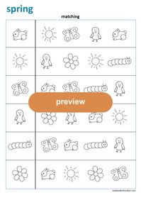 Match the pictures, spring worksheet. Preschool, Kindergarten, First grade worksheets: lookbookeducation.com