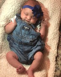 Luna Love - 3 weeks • African American, Puerto Rican & Irish ♥️ Precious newborn baby girl in absolutely adorable Osh Kosh denim overalls (18 Mar 2018)