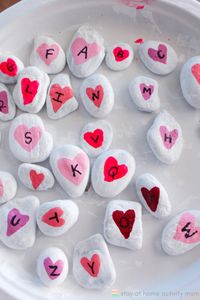 Make alphabet rocks with your kids and use to practice letter recognition!