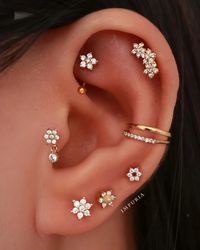 Flower Cartilage Piercing Helix Earring Stud Tragus Bar - Etsy