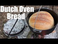 Campfire Cooking. Dutch Oven Bread with Bacon Wrapped Halloumi Cheese. ...