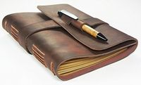 Tagebuch, Reisetagebuch aus echtem Leder - mit Bambus-Stift, handgefertigt