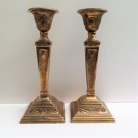 Pair of Georgian Style Brass Candlestick Holders, Brass Candlesticks, Georgian Candlesticks. Vintage Home Decor, Christmas Gifts, Rococo