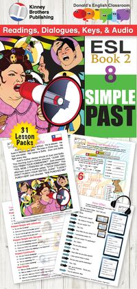 This ESL Resource includes 10 pages - four pages from Stories for Young Readers and two pages from Dialogues for Young Speakers. Also included are three audio files, and four answer key pages. In these lessons, students are given a Sentence Puzzles exercise, Part 4 of spelling -ed words (regular past simple verbs), a crossword puzzle, and a 20 Questions drill with simple nouns, infinitives, gerunds, present continuous, and past simple questions. Also included are two dialogues.