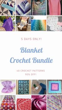 Learn how to crochet gorgeous crochet blanket patterns designed by different talented designers with the step-by-step written pattern. The blanket ranging from baby blankets to throws to huge blankets. This blanket crochet bundle is available only for 5 days ( 6/2 to 10/2) #crochetpattern #crochetblanket #crochetbundle #blanketcrochetbundle