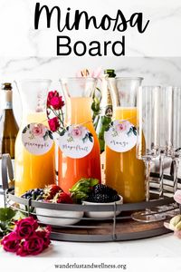 It's brunch season and you're going to definitely want this Mimosa Board on your menu! It's a twist on a charcuterie board idea, with three different mimosa options and all the fresh fruit to enjoy!