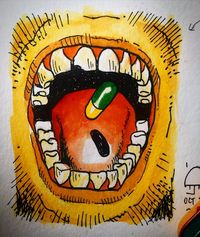 Drops and bits on Instagram: “Closing #inktober with a drawing after Katsuhiro Otomo’s #kaneda #akira #pill #inktober2020 #moleskine #watercolor #noprompt”