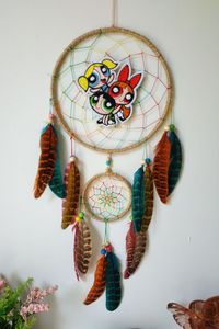 Powerpuff girls dream catcher bedroom wall decor boho girls, colorful dreamcatcher Each our dream catcher is filled with the energy of love and art, we create them with only good thoughts and fill them with positive energy. Such items can bring happiness and positive mood into your life.