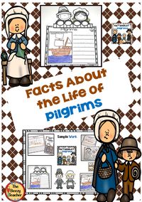 Our non-fiction Pilgrim fact booklet is perfect for Kindergarten. Boost kids’ interest in social studies with engaging reading, writing and drawing activities. Included in this product is a black and white informational book about the Pilgrims, a worksheet for note-taking and the research form to be filled out by the child. A craft is also included. #pilgrims #thebeezyteacher