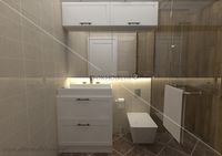 white country bathroom cabinet with wooden counter ahşap tezgahlı beyaz country banyo dolabı