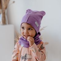 Beautiful Spring SET of 2 - kids beanie and snood scarf, baby cotton hat and scarf, kids beanie with bear ears, adjustable beanie for boys and girls #babyboyhat #babyslouchybeanie #babybearhat