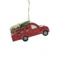 6" Old Red Truck with Tree Ornament