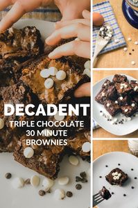 Guys, these brownies are beyond amazing. You can have ooey-gooey chocolately goodness in 30 minutes or less. Check out this delicious brownie recipe now and be sure to pin it and share it with your friends. #brownierecipe #chocolate #brownies