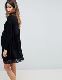 ASOS Maternity | ASOS MATERNITY - Robe patineuse à col roulé et ourlet en dentelle