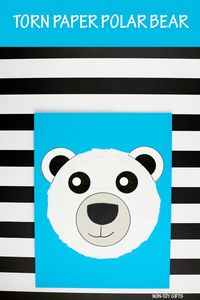 Torn Paper Polar Bear Craft for kids to make on a winter day. #polarbearcraft #tornpapercraft #wintercraftsforkids