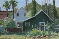 Backyard View by Kathleen Dunphy, Gouache, 6 x 9
